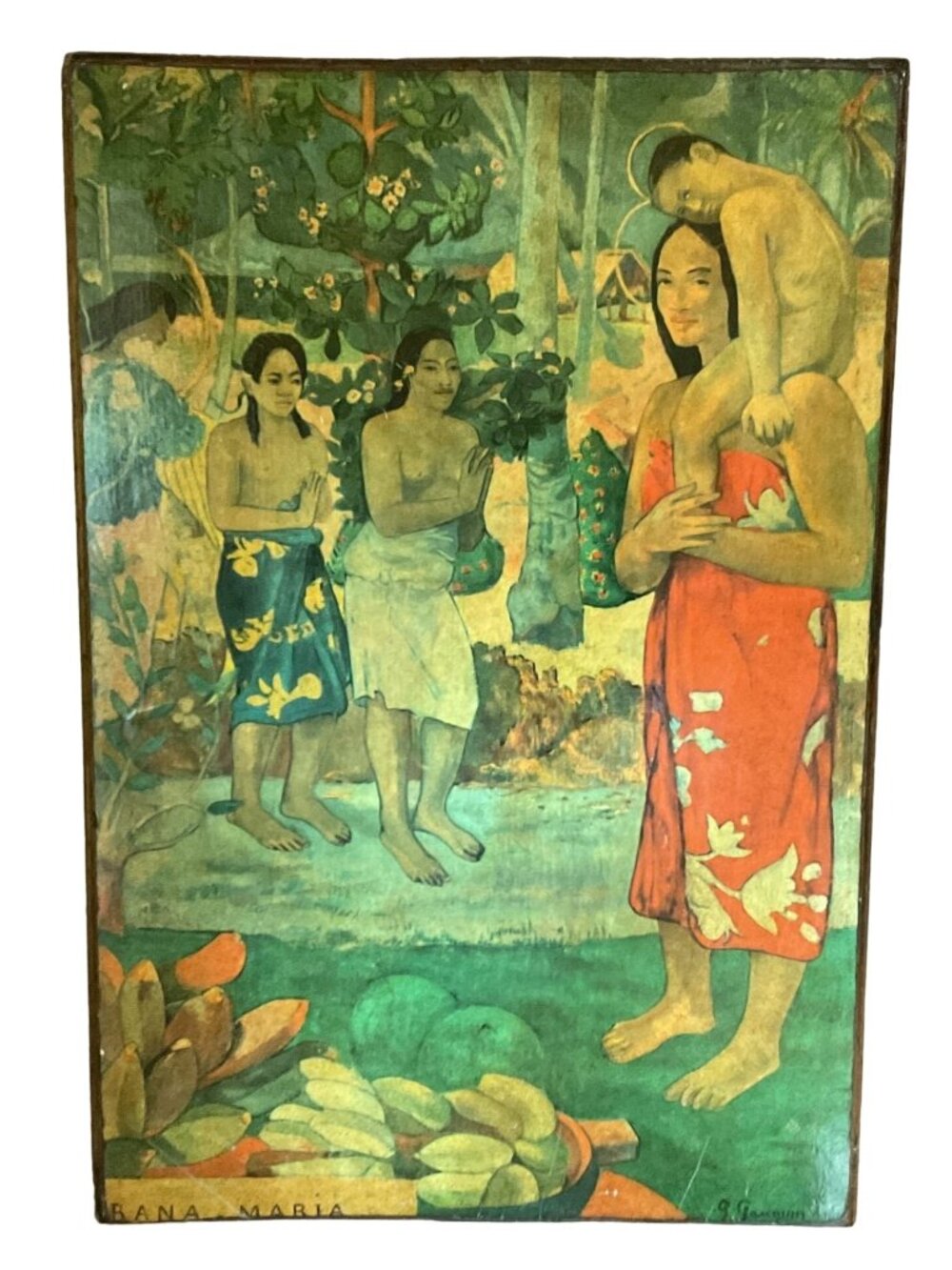 Vtg Paul Gauguin Print on Wood Ia Orana Maria MMOA Polynesians Madonna and Child